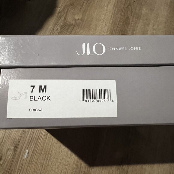 JLO Jennifer Lopez Ericka Black Heeled Sandals Two-Strap Square Toe size 7 - Picture 3 of 7